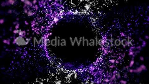Abstract shining ring of many flying particles on black background, seamless loop. Animation