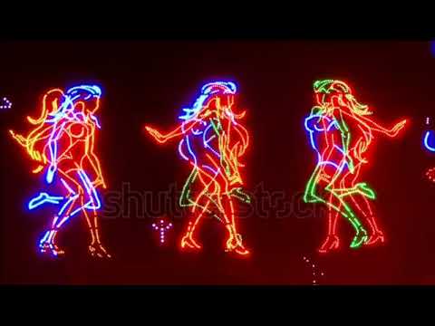 Dancing Girls Neon Sign Stock Footage Video ...