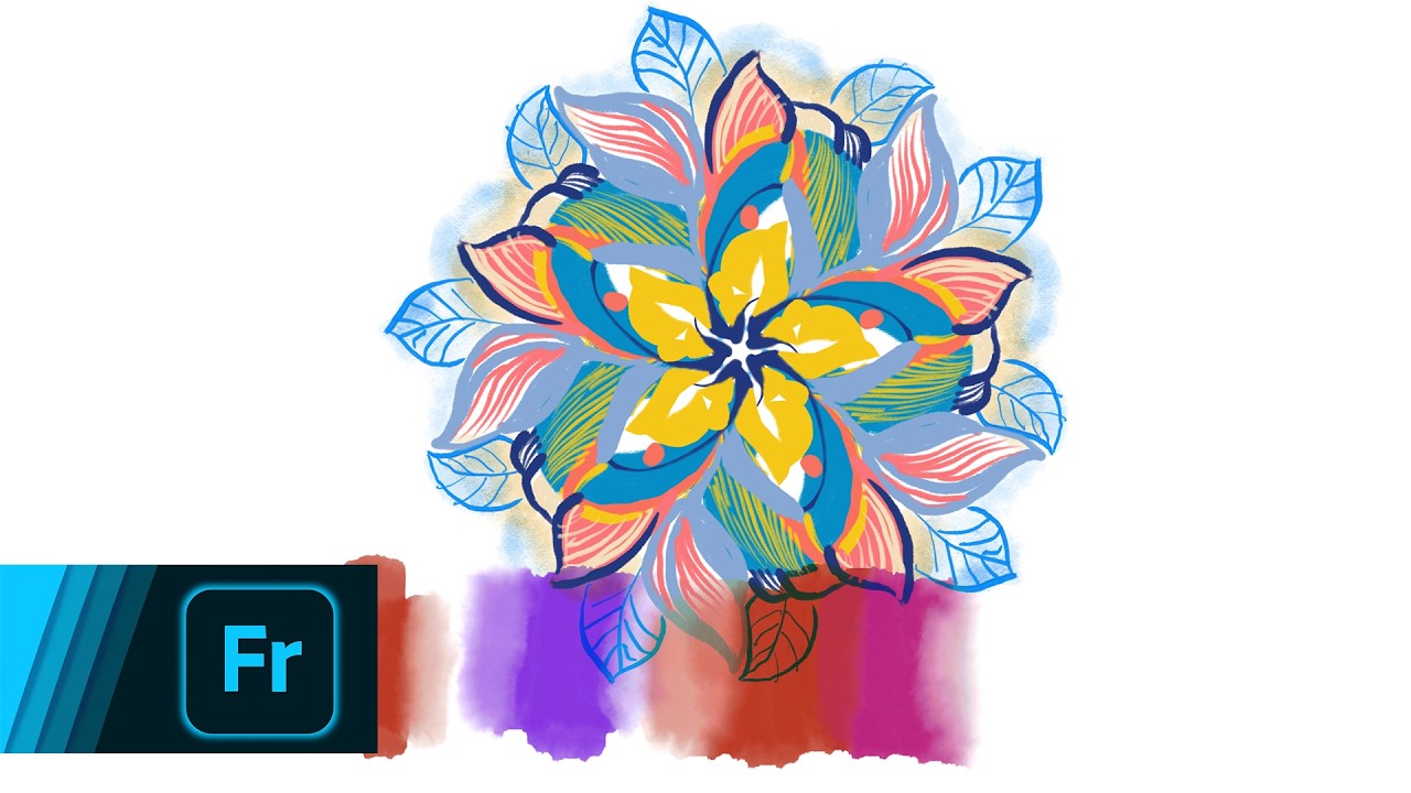 Vibrant Floral Mandala Art | Watercolor Shading Practice | Adobe Fresco Art