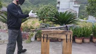 how many hits in an iron bar does it take to break and s5 shock steel katana