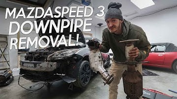 MazdaSpeed 3 DOWNPIPE Removal! | Close To 22PSI!