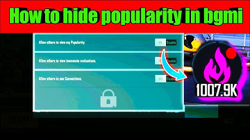 How to hide popularity in bgmi || Bgmi me kaise popularity hide kare