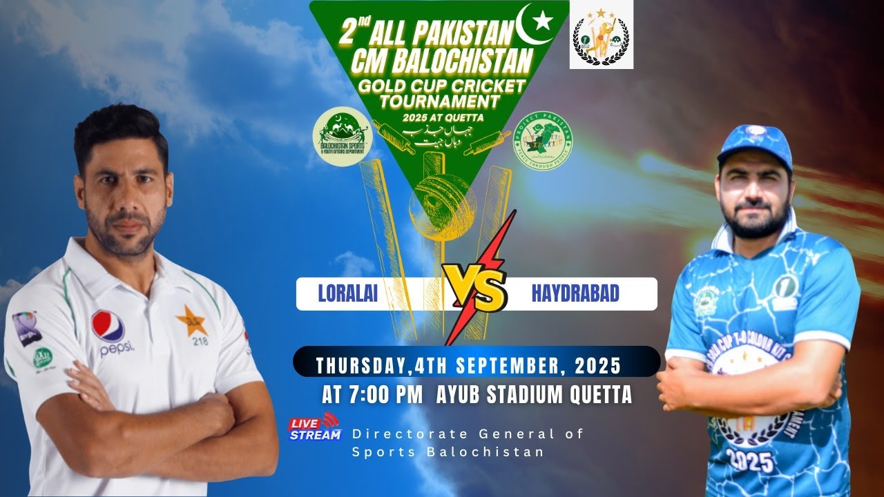 Live - CM Gold Cup T-20 Cricket Tournament 2025 - Loralai VS Hyderabad - TNVisions