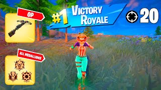 High Elimination Solo Win Gameplay | ALL MEDALLIONS | Fortnite Chapter 5 Season 3 Builds