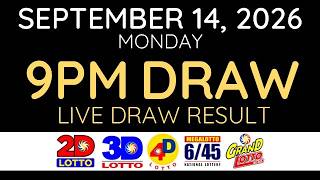[LIVE] PCSO Lotto Result Today 9pm September 14 2026 - Ez2 Result and Swertres Result