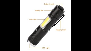 HKV Mini XPE COB LED Portable Flashlight Work Light Waterproof 4 Modes Lamp Pen Torch Light use