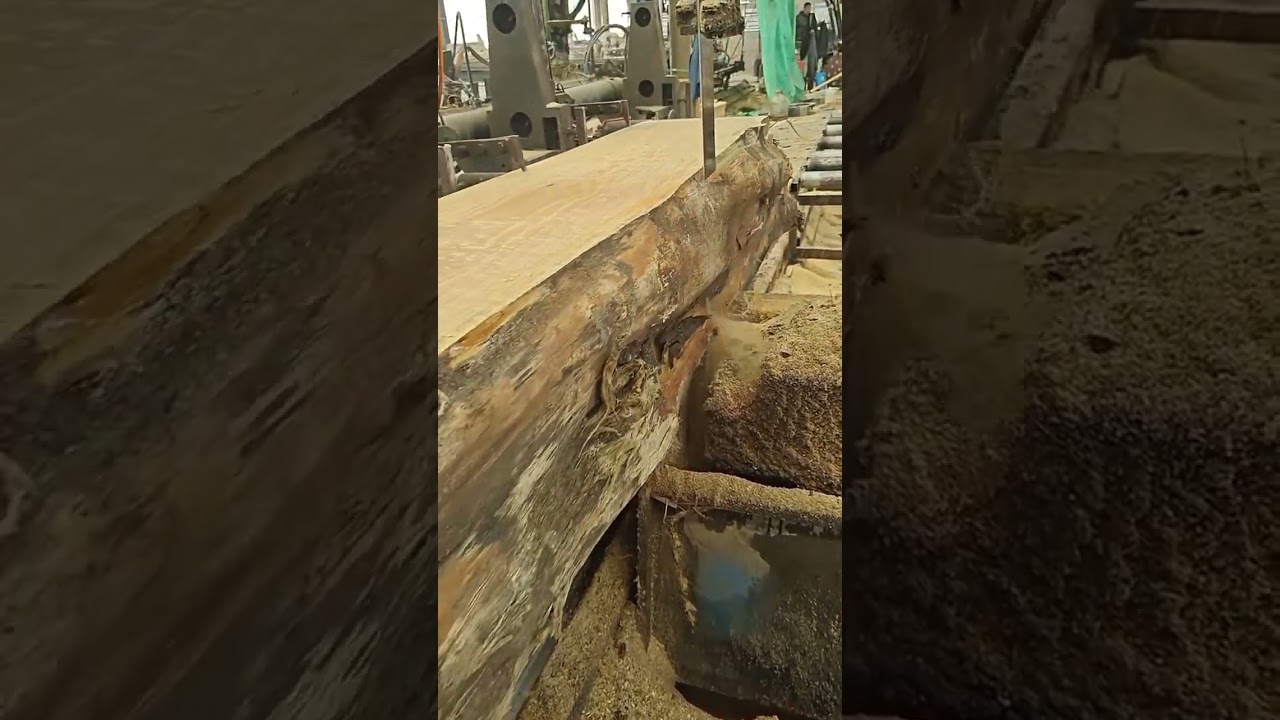 Large wood sawing process