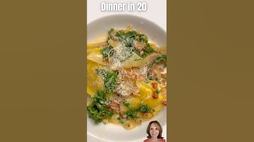Trader Joe’s Butternut Squash Ravioli in 20 Minutes | Creamy Vermouth Sauce with Pancetta & Kale