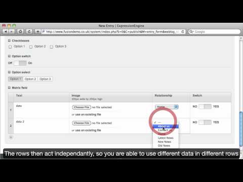 Field types - Matrix field - Expression Engine 1.7 Screencast