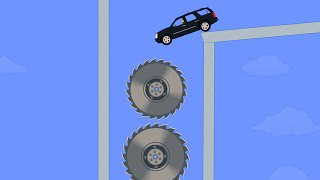 Cars vs Giant Saw Tower | Phun Algodoo Car Destruction