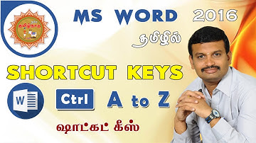 MS Word Shortcut Keys A to Z in Tamil
