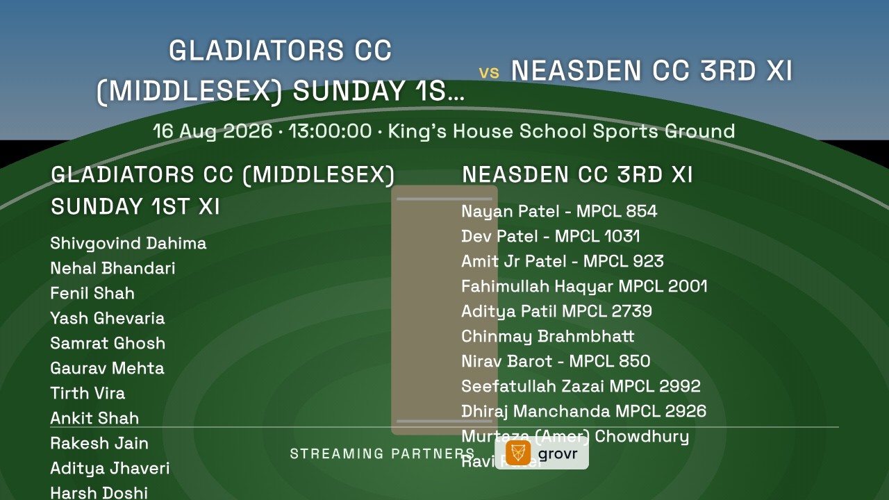 Gladiators Cricket Club vs Neasden CC 3rd XI — 2026-08-16