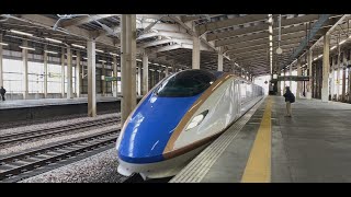 JR東日本 越後湯沢駅 とき319号 E7系 F43編成 新潟行 到着の様子（2022/4/16）