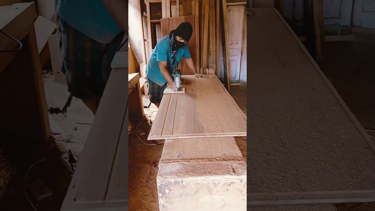 praktis cara membuat motif bergaris pada  daun pintu miu 