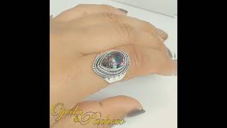 Anillo Gota de Piedra Topacio Místico