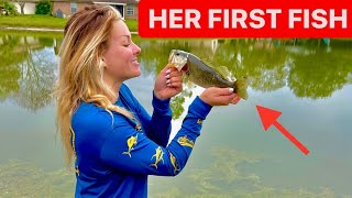 Teaching GIRLFRIEND How to FISH TOPWATER!!! (HER FIRST TIME!!!)