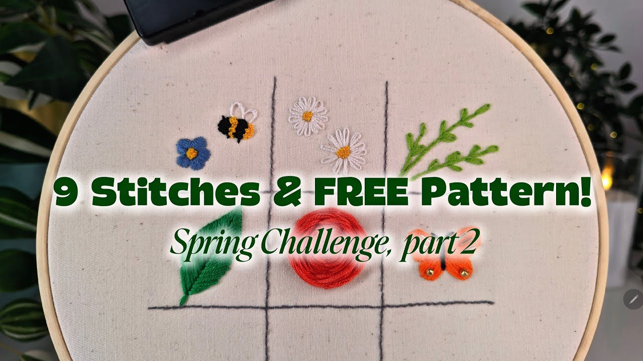 How to Stitch a Spring Wreath: 3 MUST-KNOW Stitches (Part 2/3) + FREE Pattern!l