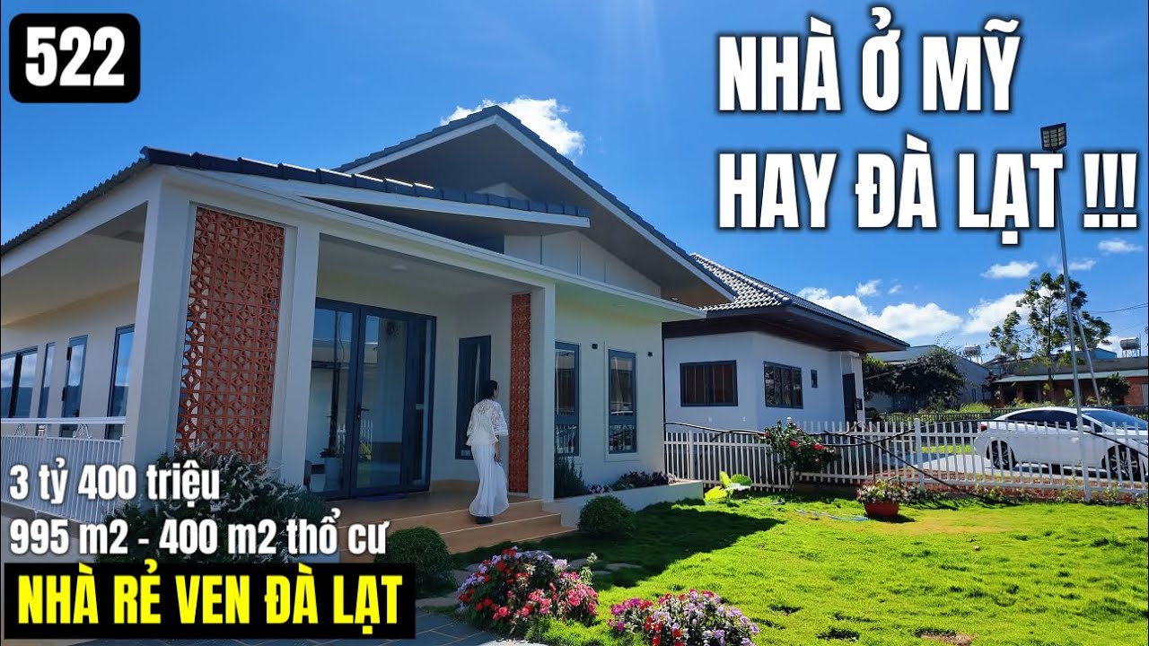 Nhà vườn đất rộng ven Đà Lạt 995 m2 400 m2 thổ cư 3 tỷ 400 triệu nhìn như nhà bên Mỹ