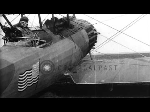 Flyers,aircraf, and insignia of 1st and 24th Aero Squadrons during World War I, F...HD Stock Footage
