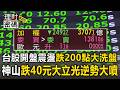 台股開盤震盪跌200點大洗盤！神山跌40元大立光逆勢大噴 股民瘋問能否重返6000元榮耀！【理財密碼】