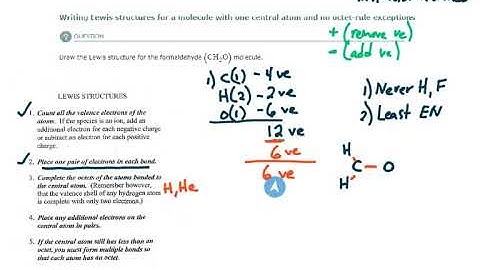 ALEKS - Writing Lewis structures for a molecule with one central atom and no octet-rule exceptions 1