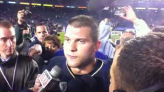 Jake Locker talks to the media after Holiday Bowl win
