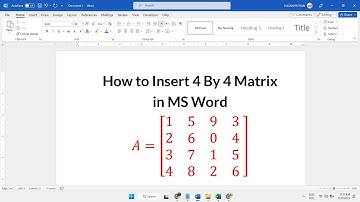 How to Insert 4 By 4 Matrix in MS Word