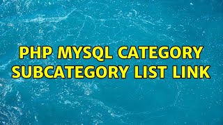 Php Mysql Category Subcategory List Link
