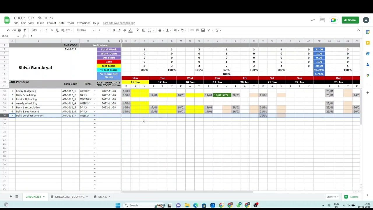 CHECKLIST ON GOOGLESHEET ? | Whats'app & Email Integrated|  MIS Scoring🧐😎