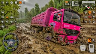 Impossible Deep Mud! Mercedes Dump Truck vs Extreme Offroad Road Bus Simulator Indonesia screenshot 1