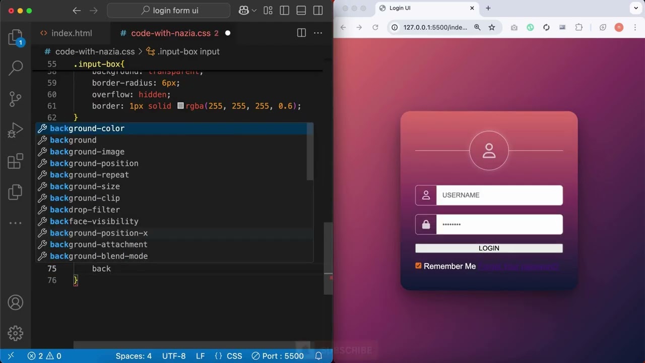 Modern Login Page UI Design Using HTML & CSS | Glassmorphism Login Form
