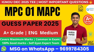 MPC-01 Guess Paper 2025 | MAPC IGNOU Important Questions | Pass Easily with Self Gyan