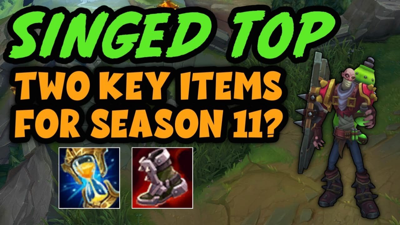 Singed Top Plated Steelcaps and early Zhonya's Hourglass for Season 11 against any challenger
