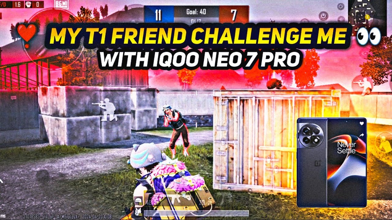T1 Friend Challenge Me ! 💀🔥 BGMI 1v1 TDM - IQOO NEO 7 PRO ⚡ VS ONE PLUS ...