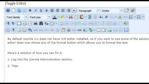 Joomla 3: Fix Problem With JCE Editor Not Showing Format Buttons