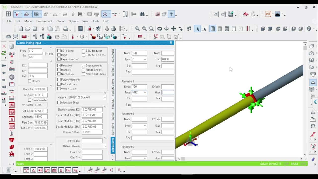 CAESAR II: МОДАЛЬНЫЙ АНАЛИЗ ТРУБОПРОВОДНОЙ СИСТЕМЫ В CAESAR II