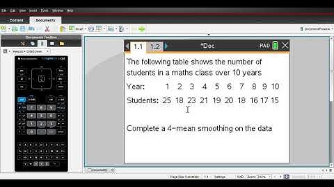 Moving Mean (numerical) Smoothing: Even value - TI Nspire CX CAS