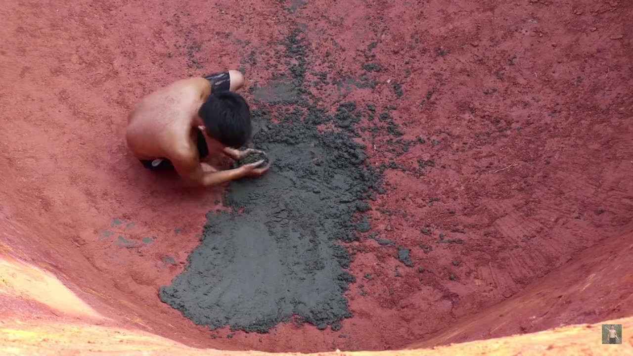 ⁣water slide build using only primitive tools