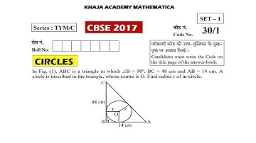 In fig ABC is a triangle in which angle B is 90 degrees, BC=48cm and AB=14cm. A circle is inscribed