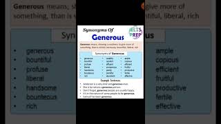 Synonyms Of Generous Ll Ielts Vocabulary