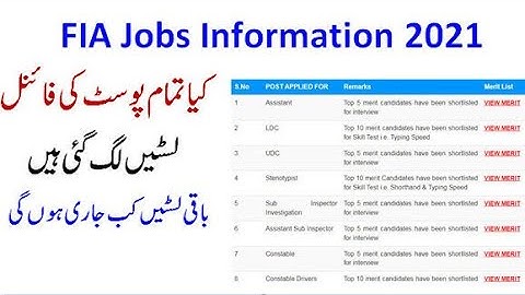 FIA All Post Final Merit List 2022