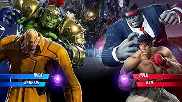 Gladiator Hulk & Nemesis vs Hulk & Ryu (Very Hard) Marvel vs Capcom | 4K UHD Gameplay