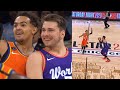 Luka doncic hits from halfcourt over trae young  2020 nba rising stars game