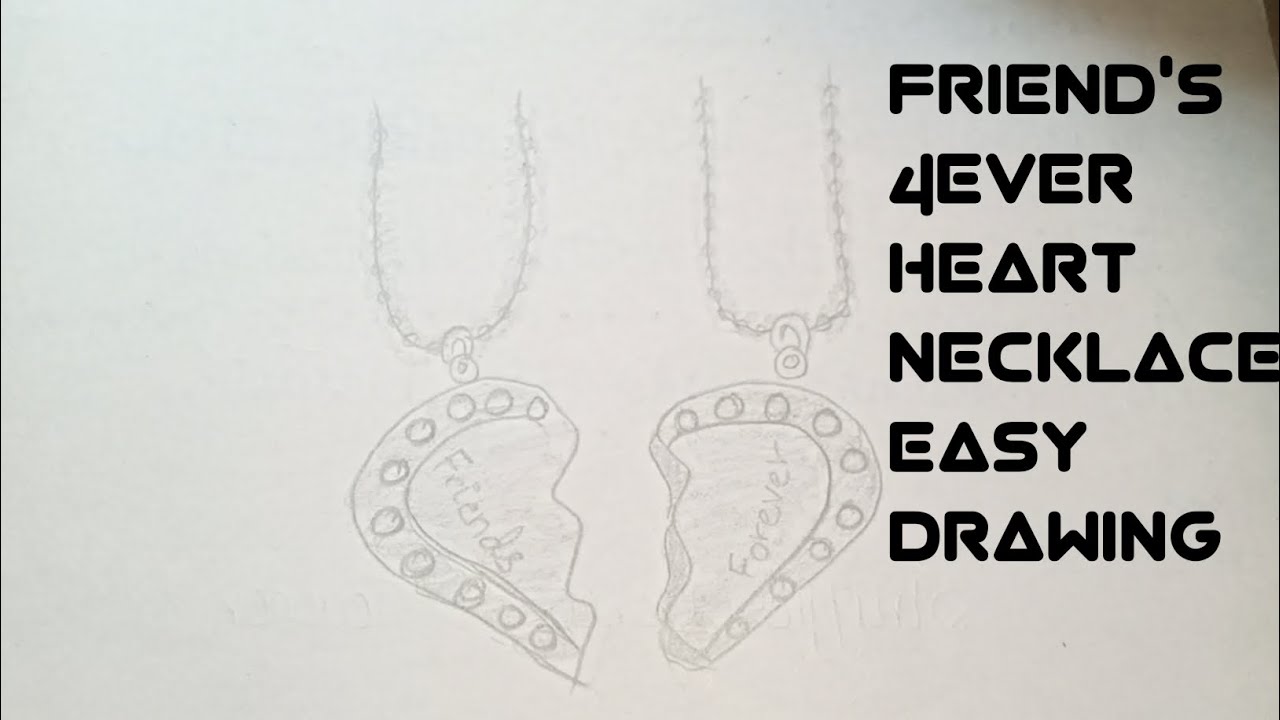 Friends 4ever heart necklace easy drawing|| pencil drawing step by step ...