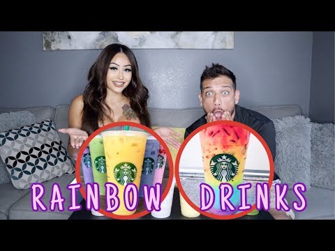 we-try-starbucks-rainbow-drinks-**hidden-menu**