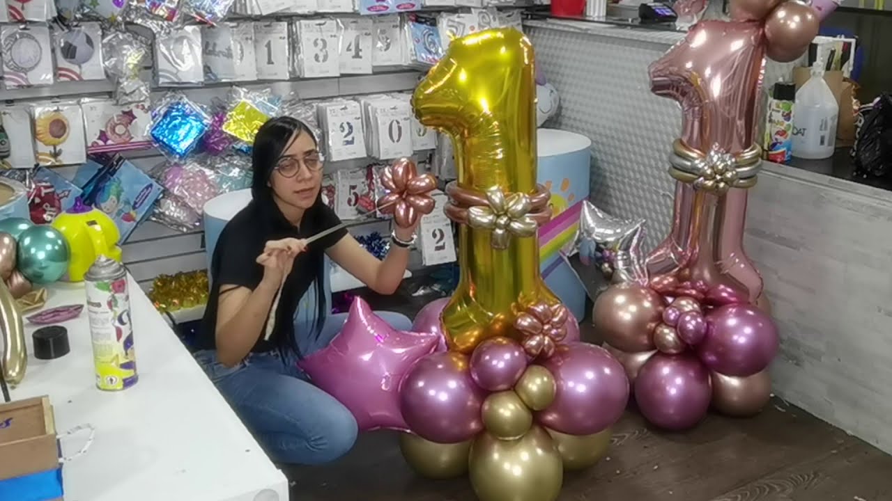 Bouquet de globo Numero uno, Arreglo de globos con el numero 1