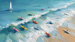 Where the Waves Carry the Boards Home Oil Painting 4K Art for TV 2 Hours