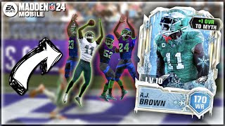 MYTHIC AJ BROWN CATCHES IT ON 3 DEFENDERS! MADDEN MOBILE 24 MYTHIC GAMEPLAY!!