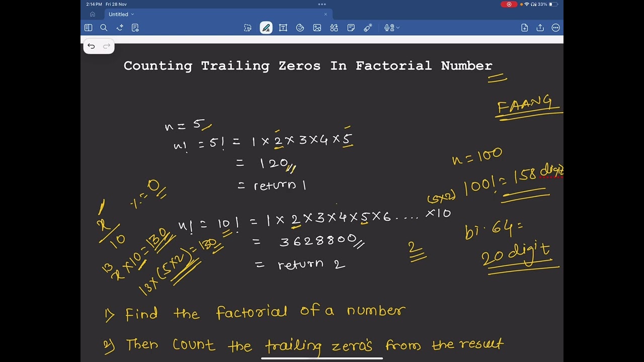 Trailing zeros in factorial number - (DSA Math Trick)