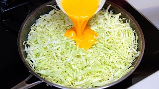 Cabbage with eggs tastes better than meat! Easy, quick and very delicious dinner recipe! ASMR